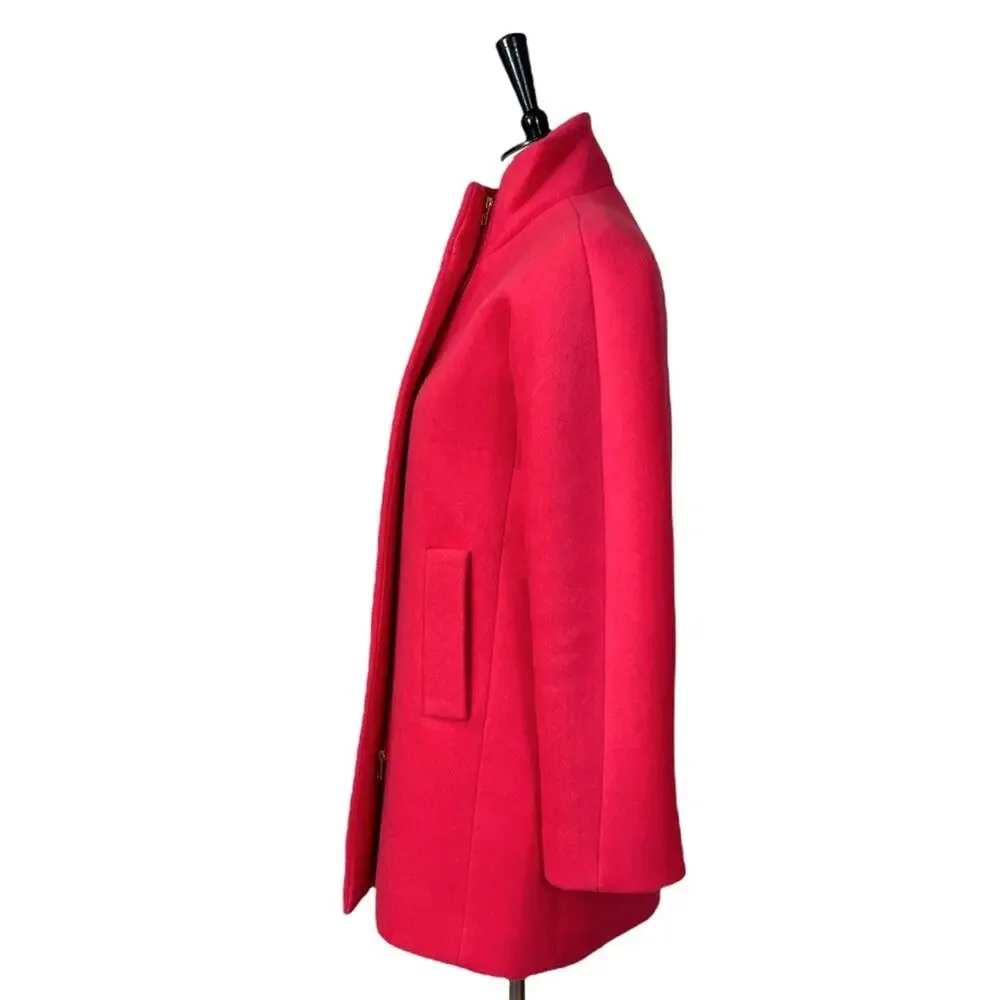 J. Crew Women's Wool Blend Stadium Cocoon Zip Front Coat Pink Women's Size 0
